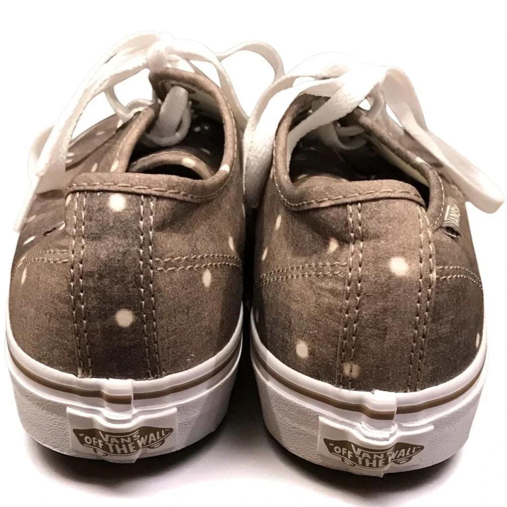 VANS Brown‎ Washed Canvas Polka Dot Skate Board Shoes Women's Size 8.5 NWOB
